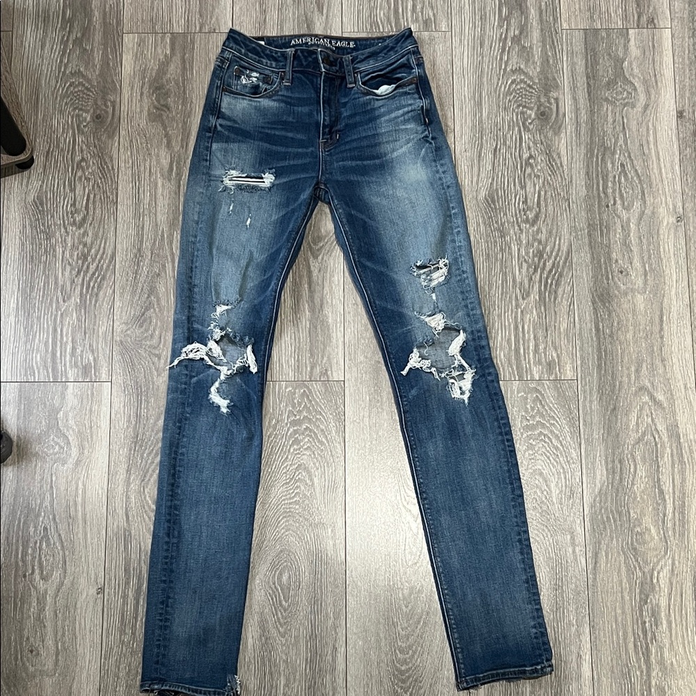 American Eagle Outfitters Men's Dark Blue Skinny Jeans